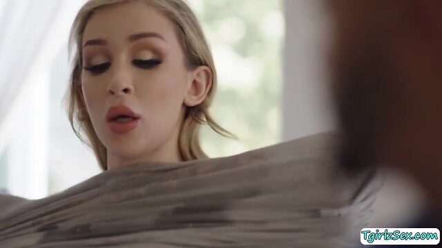 Chesty transvestite analed by her ebony stepbro