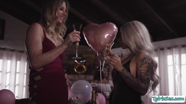 Latino t-girl fucks her tgirl stepsisters booty