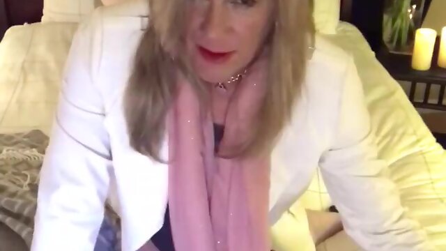 Mature Pretty Babe Horny Jerking Off Big Cock: Solo Lingerie Masturbation Cumshot