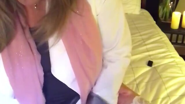 Mature Pretty Babe Horny Jerking Off Big Cock: Solo Lingerie Masturbation Cumshot