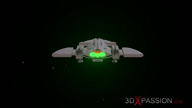 Sci-fi sex. 3d sultry alien dickgirl plays with a sexy baby in the space station