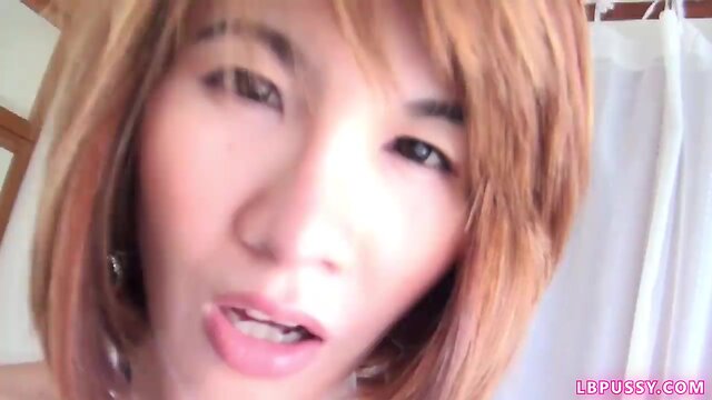 Post-op t-girl jane toying herself