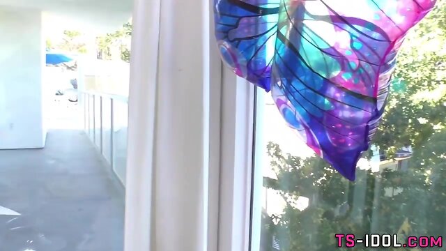 Rimmed ladyboy shoots load