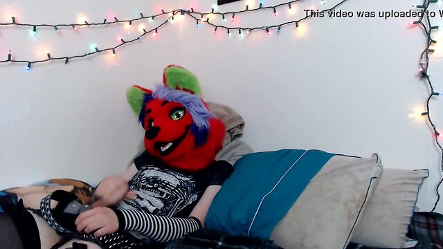 Emo furry teases and faps large pecker