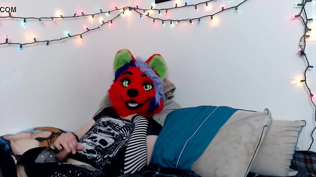 Emo furry teases and faps large pecker