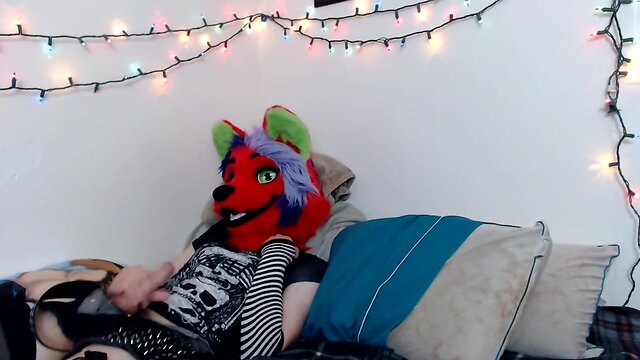 Emo furry teases and faps large pecker