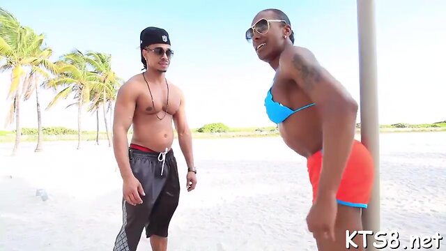 Guy fucks shemale's mouth and arse