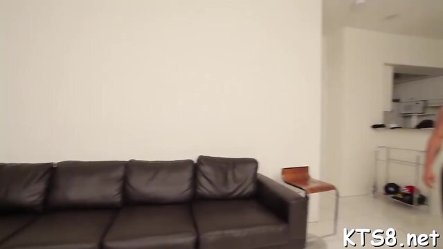 Guy fucks shemale's mouth and arse