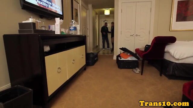 Sexy Trans Babe in Lingerie & Heels: Closeup Blowjob & Doggystyle