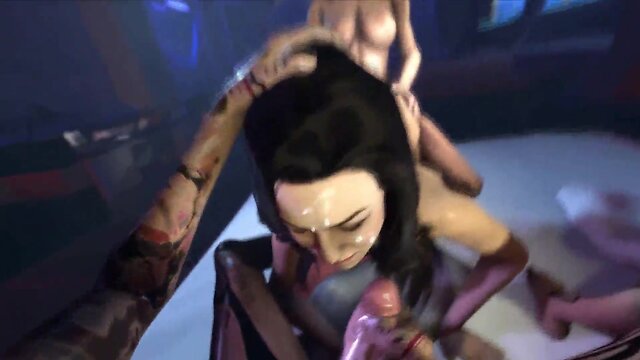 3d she-male debauch - two tran fucks chick