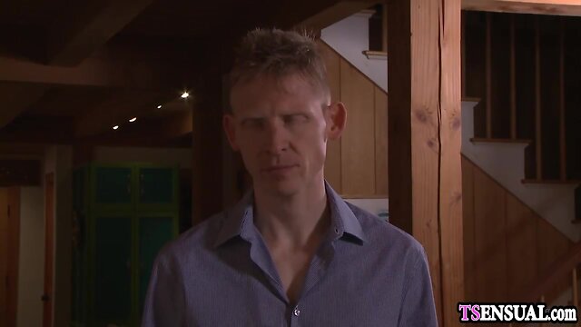 Redhead teeny tranny enjoys in a crazy trio sex