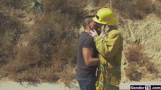 She-Male firefighter aspen brooks barebacked