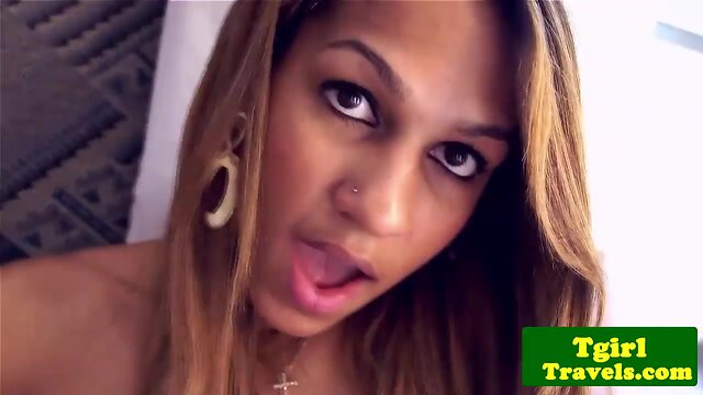 Latina T-Girl`s Brazilian Fetish Solo: Lingerie, Heels, Piercings & Masturbation