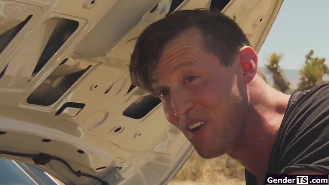 Hitchiking transsexual khloe kay is barebacked