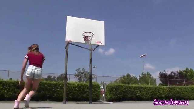 Ebony guy sucks she-male small dick