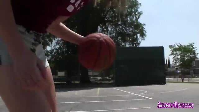 Ebony guy sucks she-male small dick