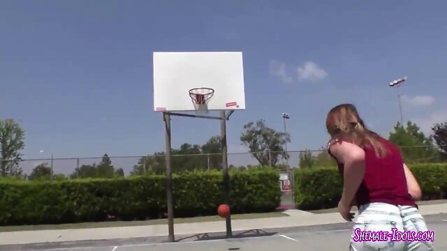 Ebony guy sucks she-male small dick