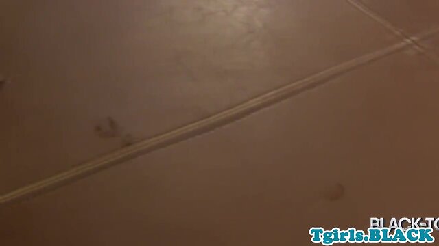 Solo black t-girl masturbating until ejaculation