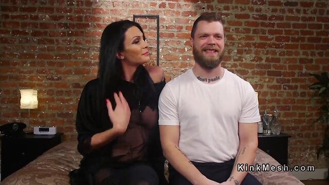 Chesty tgirl anal bangs officer in bed