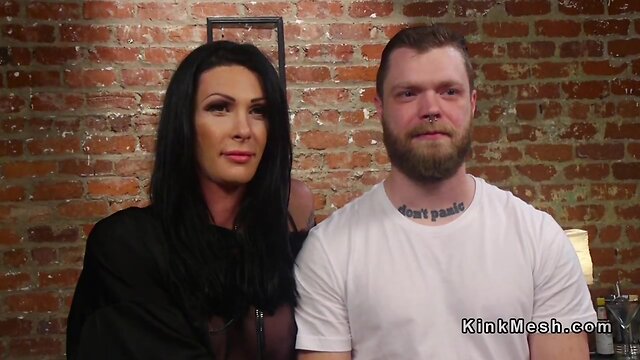 Chesty tgirl anal bangs officer in bed