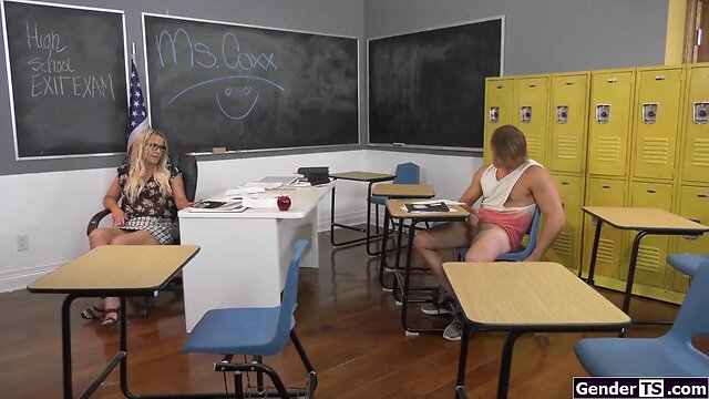 Tranny teacher kayleigh coxx swallowing student