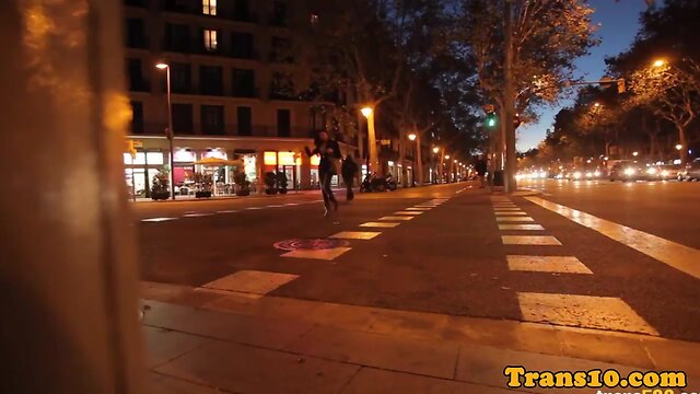 Latina Tgirl in Lingerie & Stockings Teases & Jerks Off