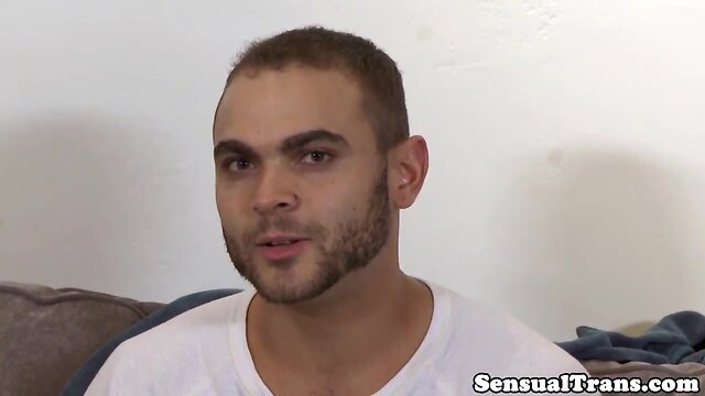 Latino t-girl fucks male after bath