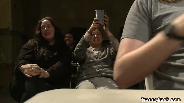 Tgirl bodybuilder anal fucks her fan