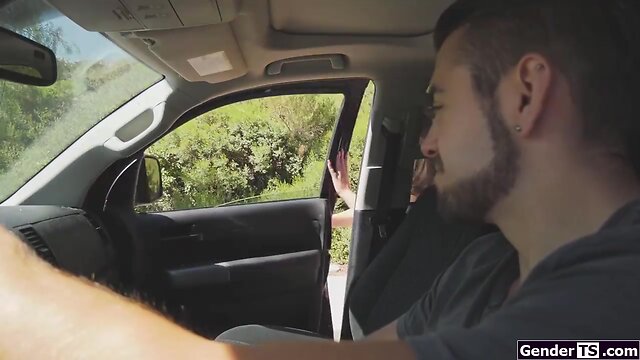 Trans hitchhiker crystal m outdoor anal