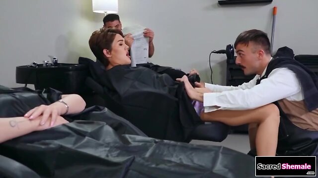 2 barbers share chesty shemale daisy taylor