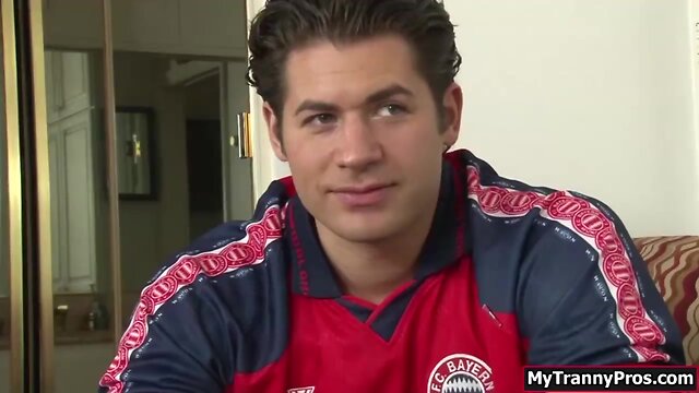 Oriental shemale cheerleader analed by large cock