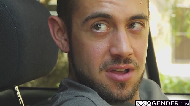 Excited ladyboy crystal m drilled so deep in butthole so hard in a guys car