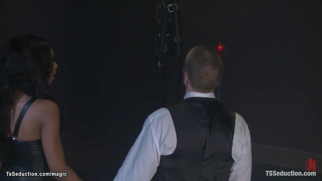 Black tgirl anal fucks hairy bartender