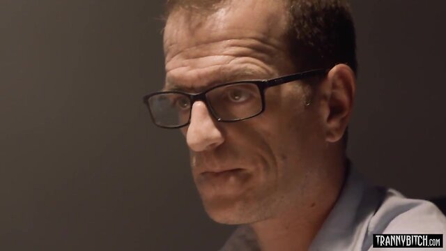 Officer anal hammered by a huge titted blond tran