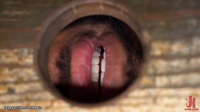 Massive penis transsexual anal fucks bound ebony man