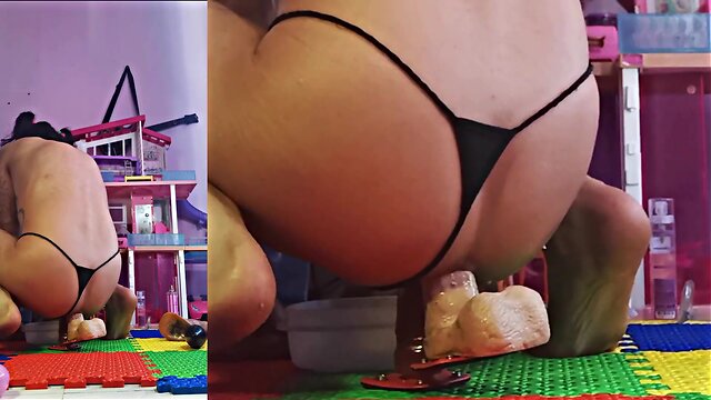 Huge ass plug, inchable plug, dap doble penetracion anal a la flaquita culona