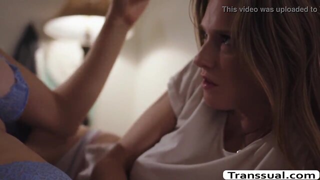 Teenager babe hammered by her she-male stepmom