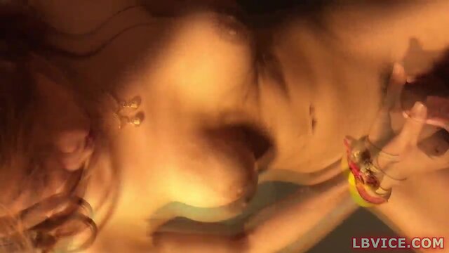 Tgirl ammee jerks and pissed on