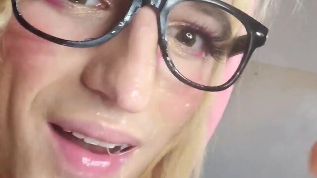 Crossdresser puts in some serious deepthroat training