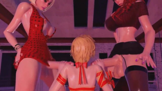 3d tv 3some - two trannies fucks one teeny chick