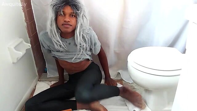 Hot Ebony Crossdresser in Cosplay: Anal & Masturbation Play with Teen Trap Twist!