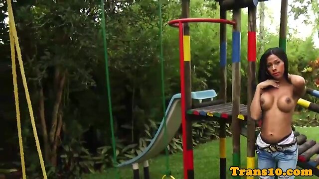 Bigtitted latino trans babe jerking until cum