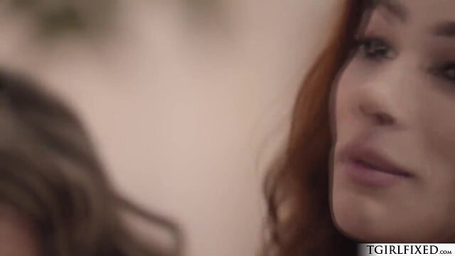 Chesty trannies foursome with females