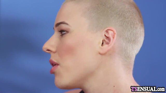 Sultry blond ladyboys hard penis hammered a excited teens pussy