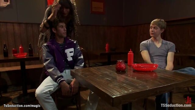 Tv bar owner fucks two sports men