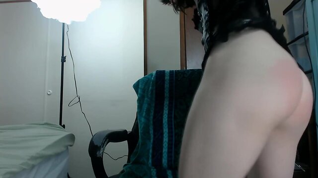 Crossdresser sissy spank and sextoy fuck