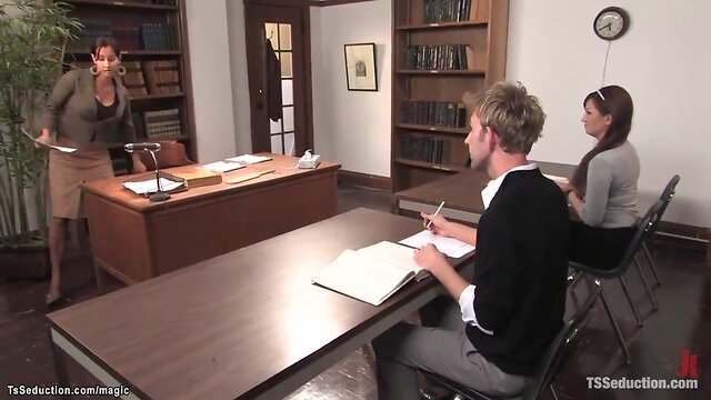 She-Male student anal fucks colleague