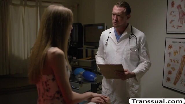 Skinny ladyboy analed by her doctor