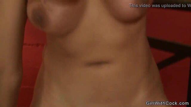 Oriental transvestite in stockings bangs slave