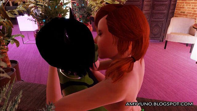 Fantasy futanari lesbian couple in 3d virtual dating simulator!